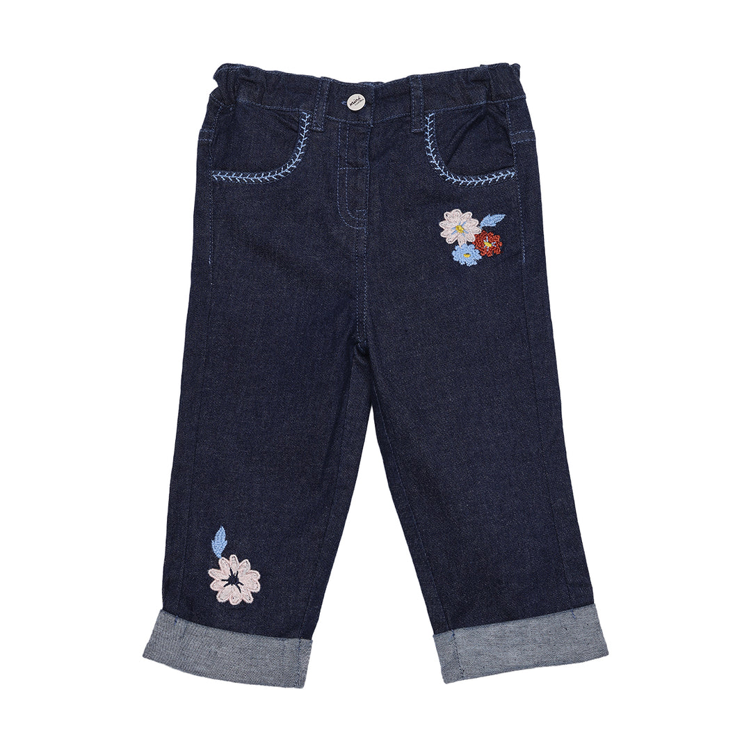 Mini Cuddles Baby Girl Denim Pant - Dark Wash