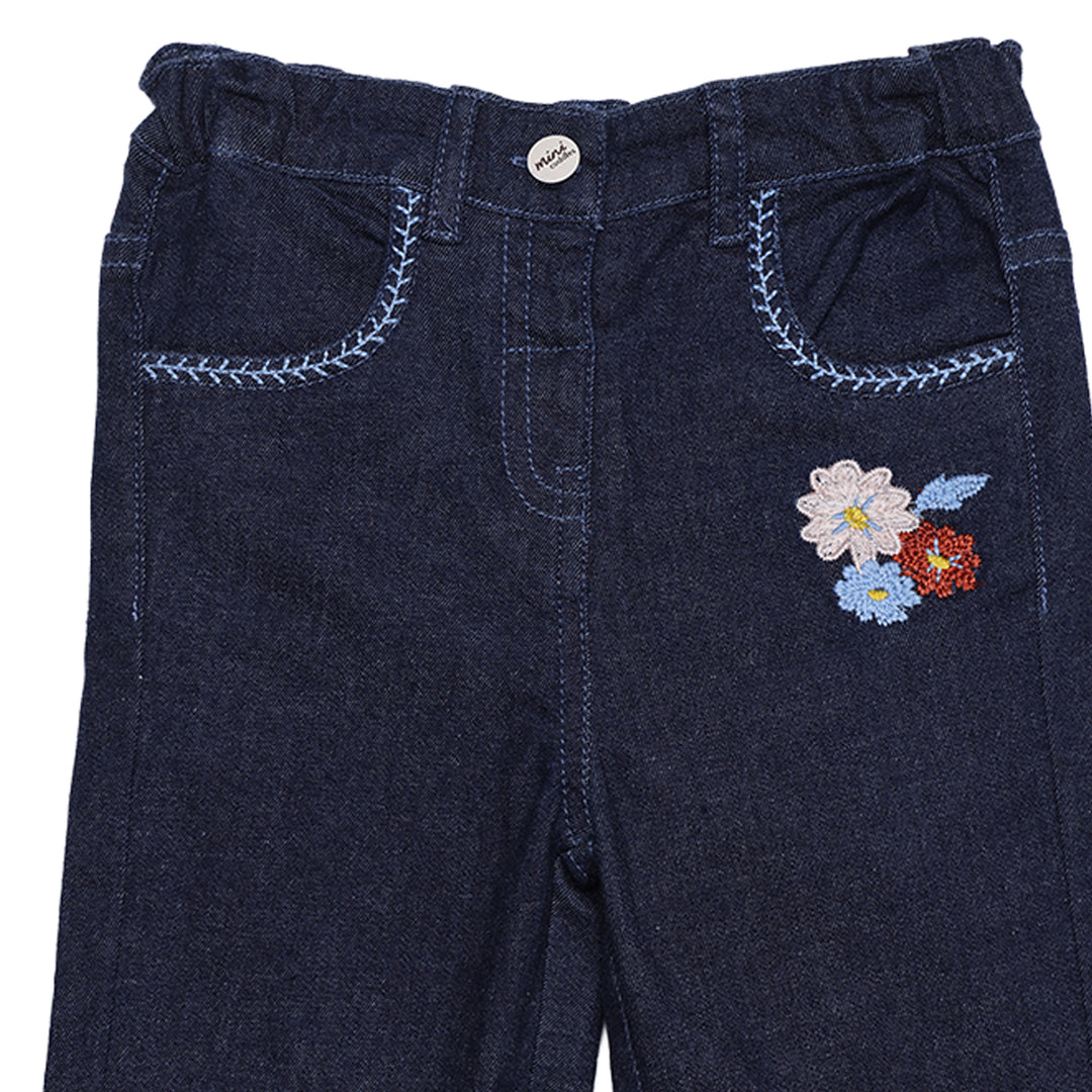 Mini Cuddles Baby Girl Denim Pant - Dark Wash