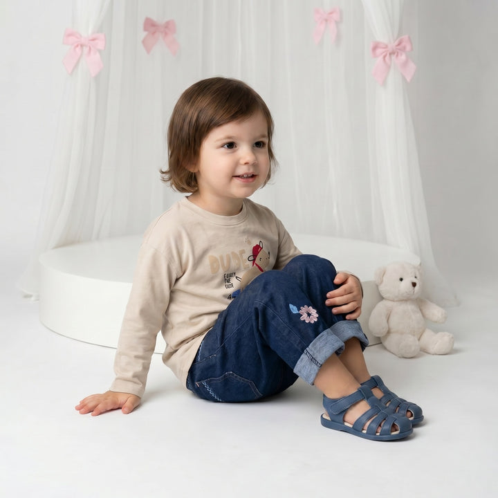 Mini Cuddles Baby Girl Denim Pant - Dark Wash