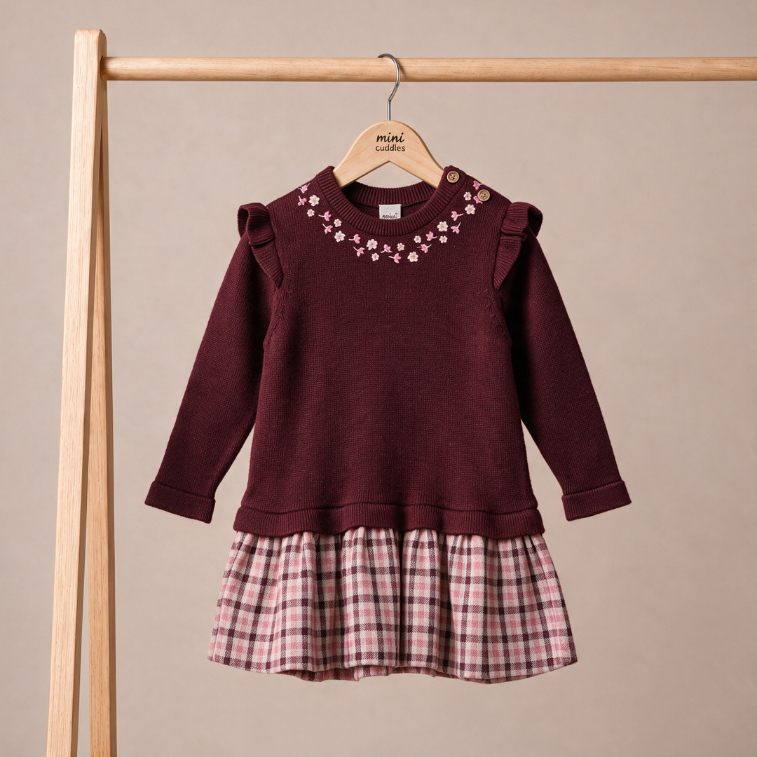Mini Cuddles Baby Girl Dress - Plum