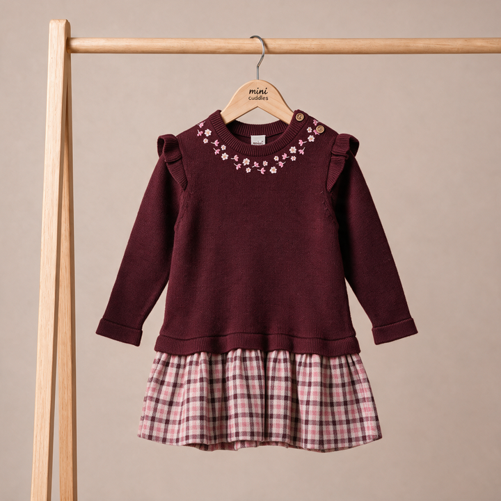 Mini Cuddles Baby Girl Dress - Plum