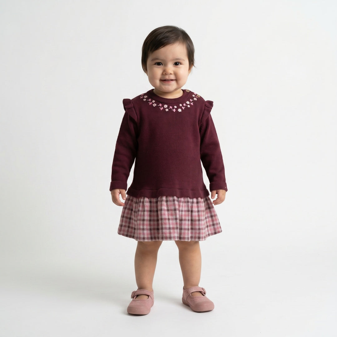 Mini Cuddles Baby Girl Dress - Plum