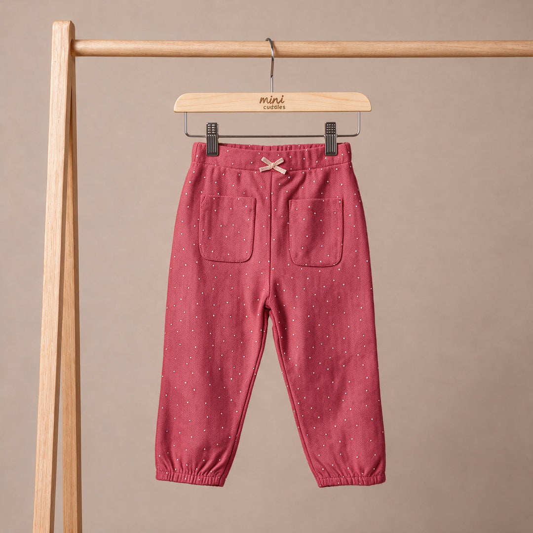 Mini Cuddles baby girl knit trousers with polka dot print