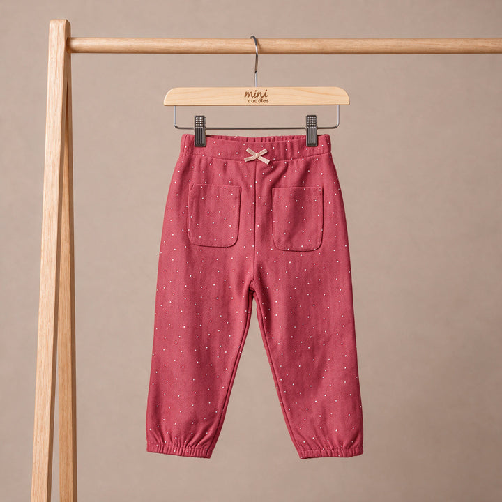 Mini Cuddles baby girl knit trousers with polka dot print