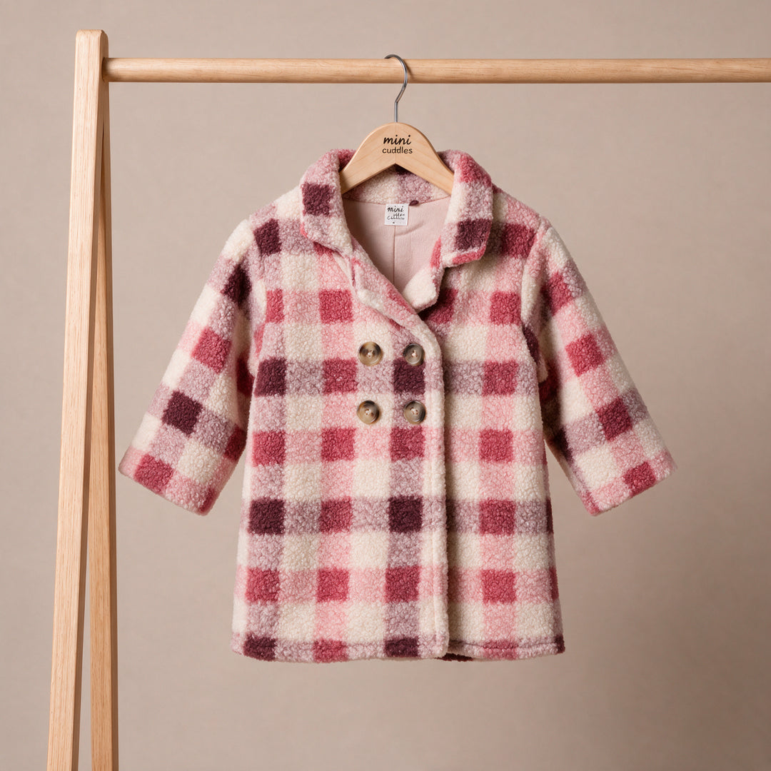 Mini Cuddles pink sherpa long coat for girls
