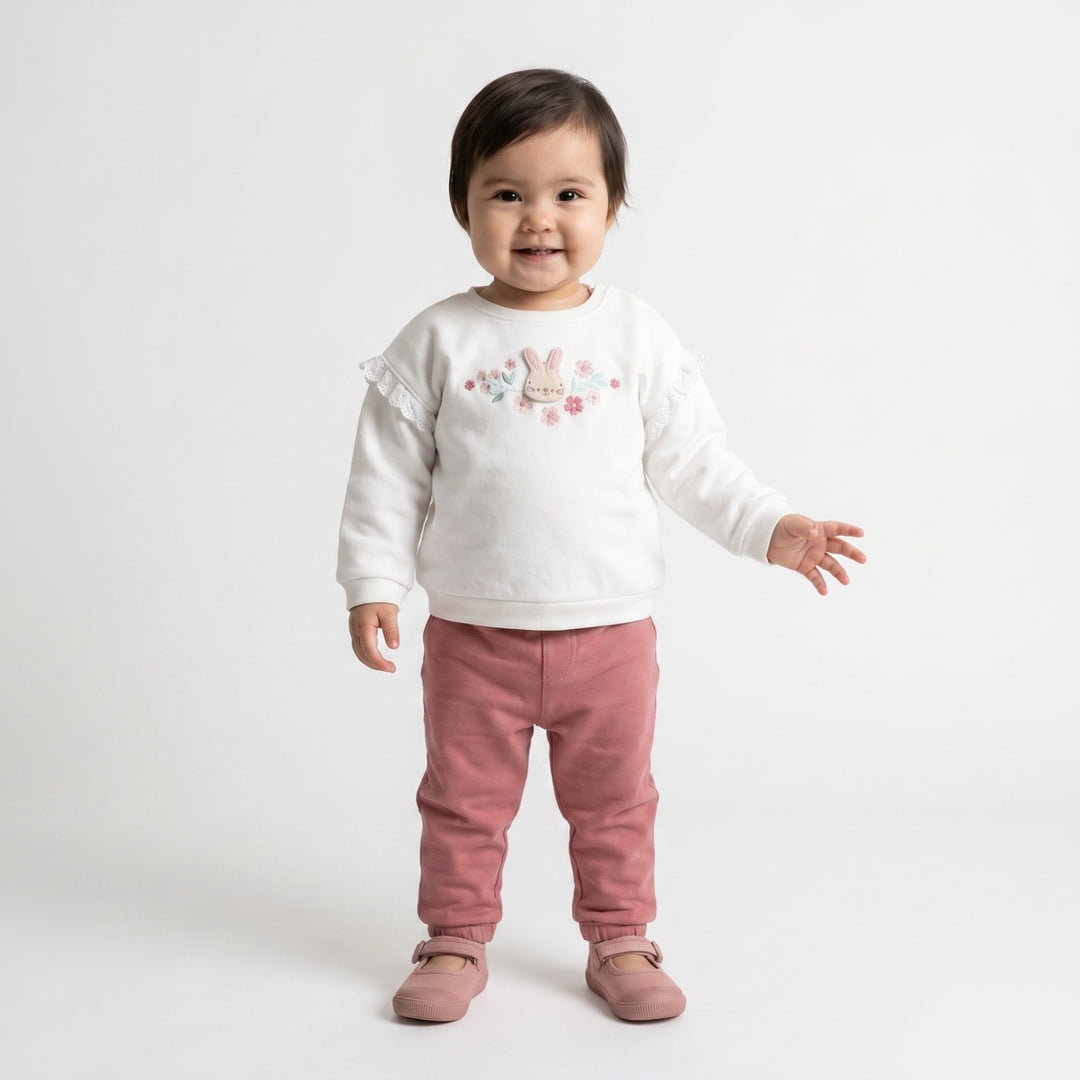 Mini Cuddles Baby Girl Sweatshirt - White