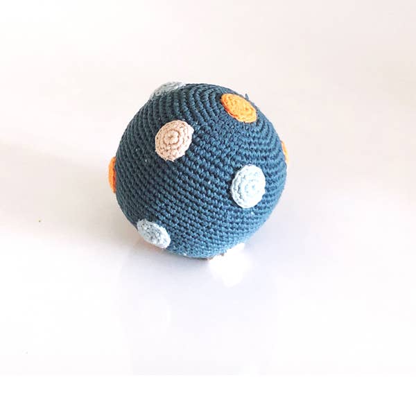 Crochet Baby Toy Ball rattle - petrol blue