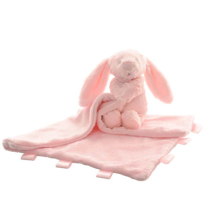 Pink bunny plush comforter blanket for babies