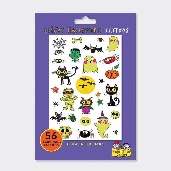 Glow-in-the-dark Halloween temporary tattoos with gold foil detail