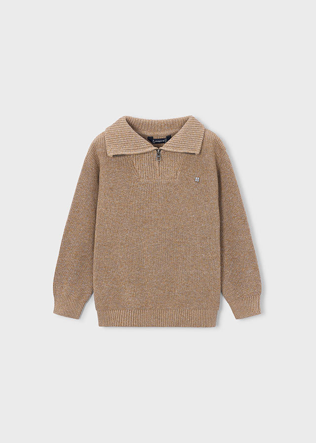 Mayoral boys zip-neck jumper in biscuit tan