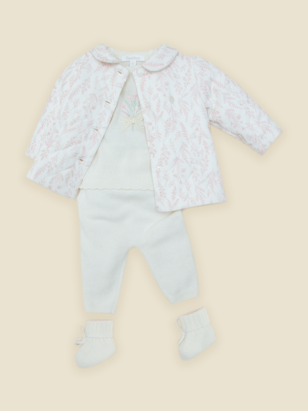 Patachou baby coat ecru floral print - view 4