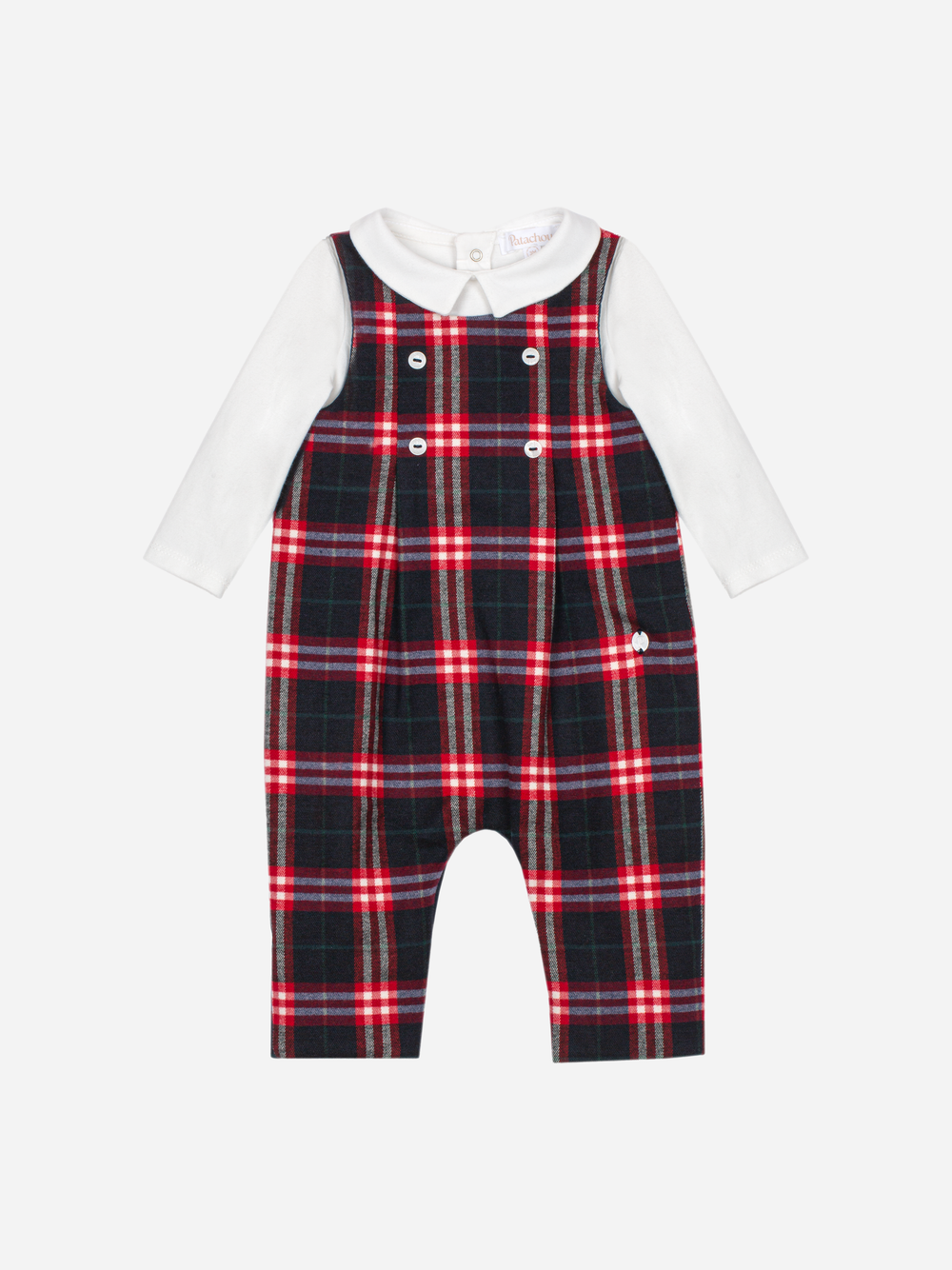 Patachou baby romper Balmoral tartan - front