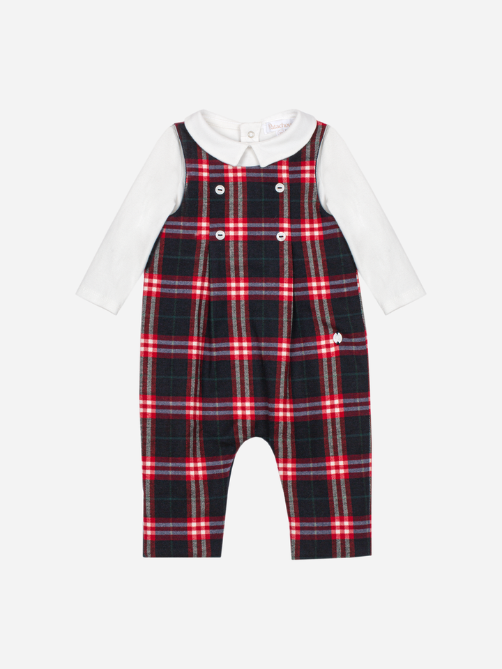 Patachou baby romper Balmoral tartan - front