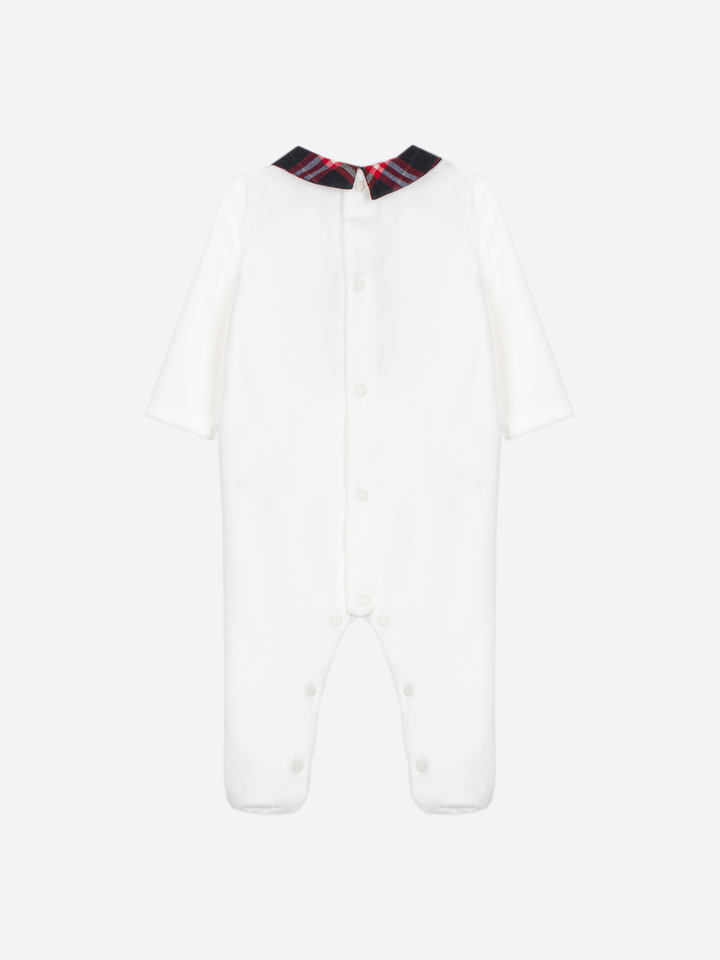 Patachou ecru babygrow with embroidered carousel design - detail