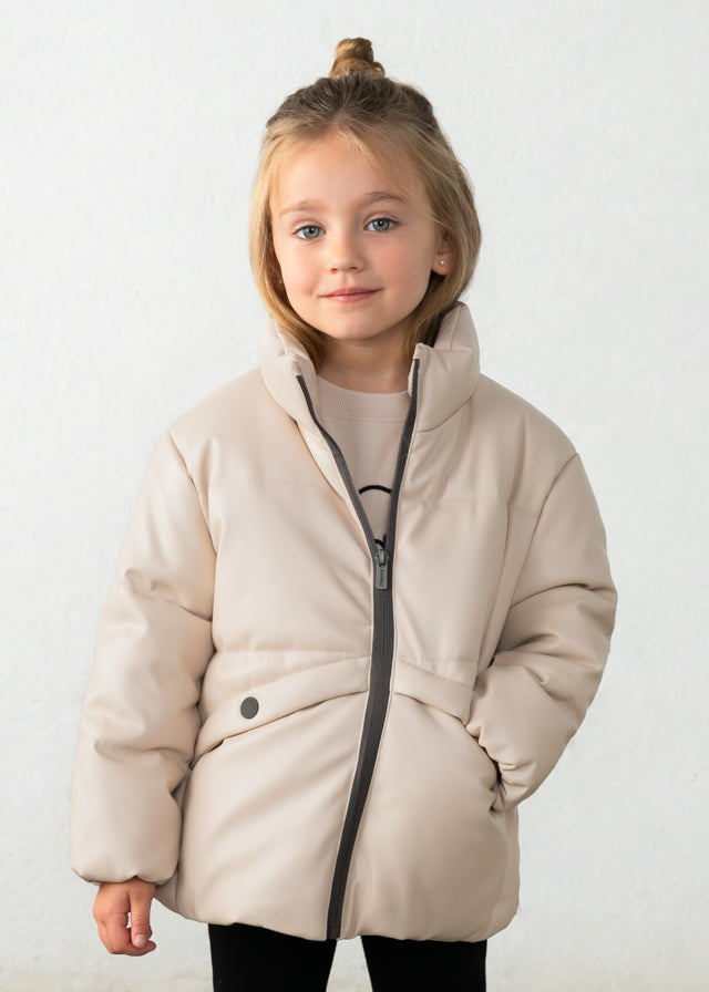 Mayoral girls padded puffer coat in biscuit tan
