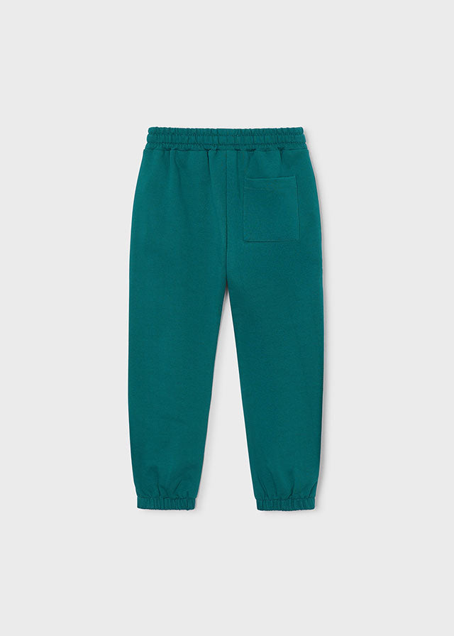 Mayoral boys colour-block zip hoodie and joggers tracksuit in lake green and navy, alternate joggers