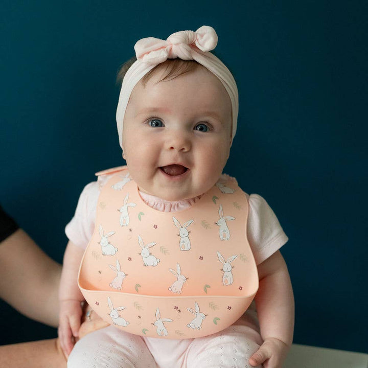Silicone Bib Bunnies Pink