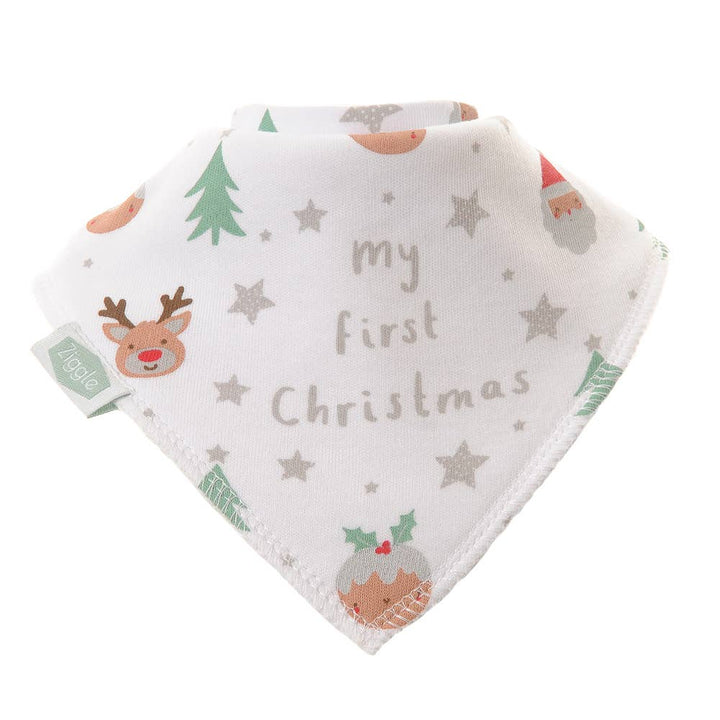 My First Christmas white bandana dribble bib for babies