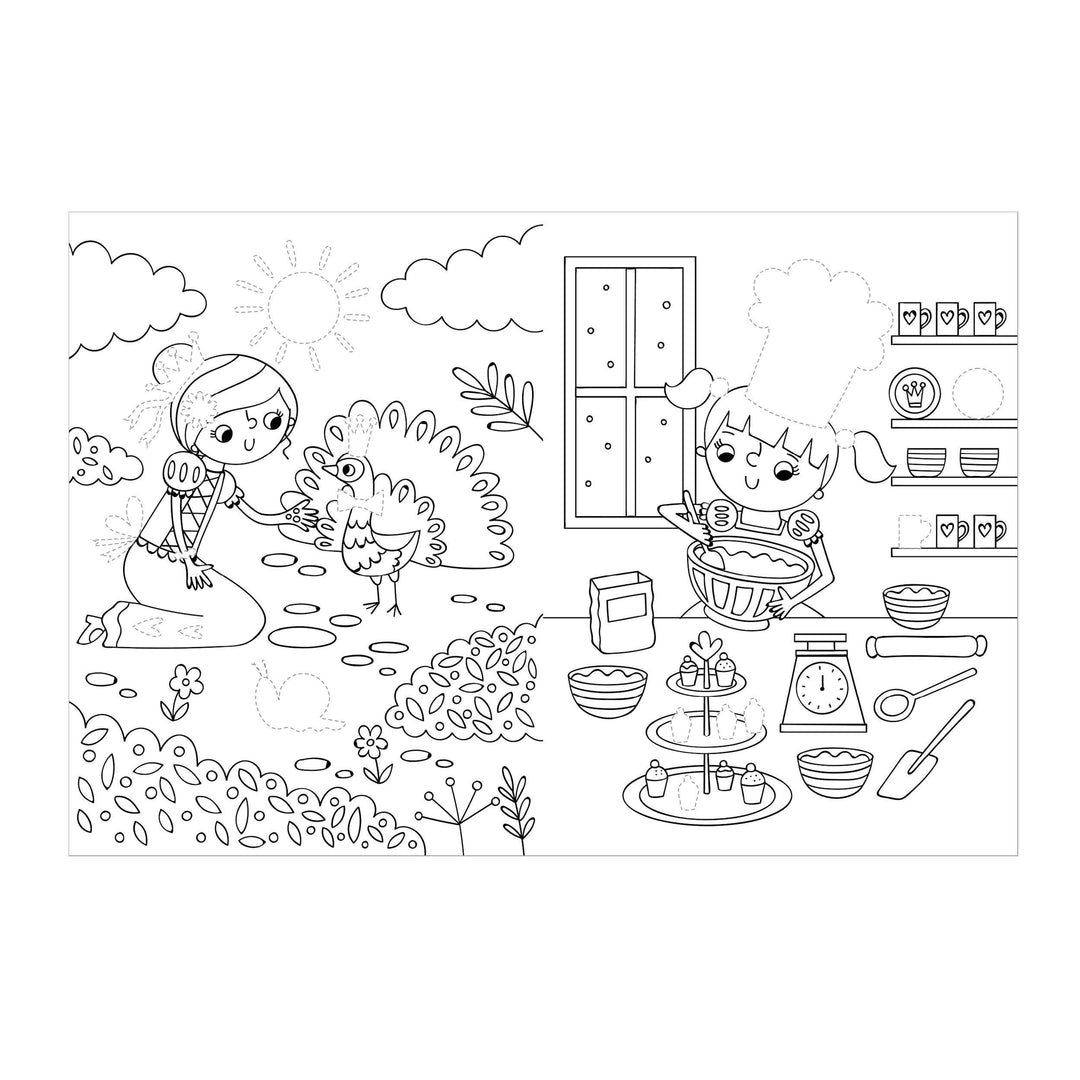 Dress Me Up Princess book - colouring page detail