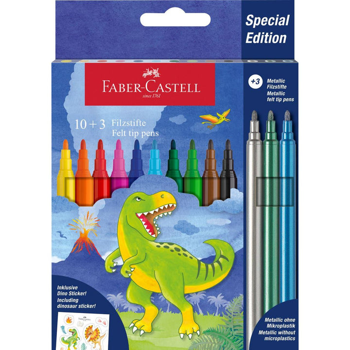 Faber-Castell Felt-Tip Pens Dinosaur 10+3 + Stickers