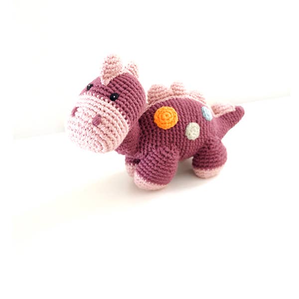 Crochet Baby Toy Dinosaur rattle - purple