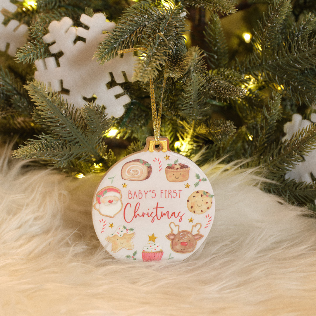Santa's Magical Feast Baby's First Christmas bauble hanger