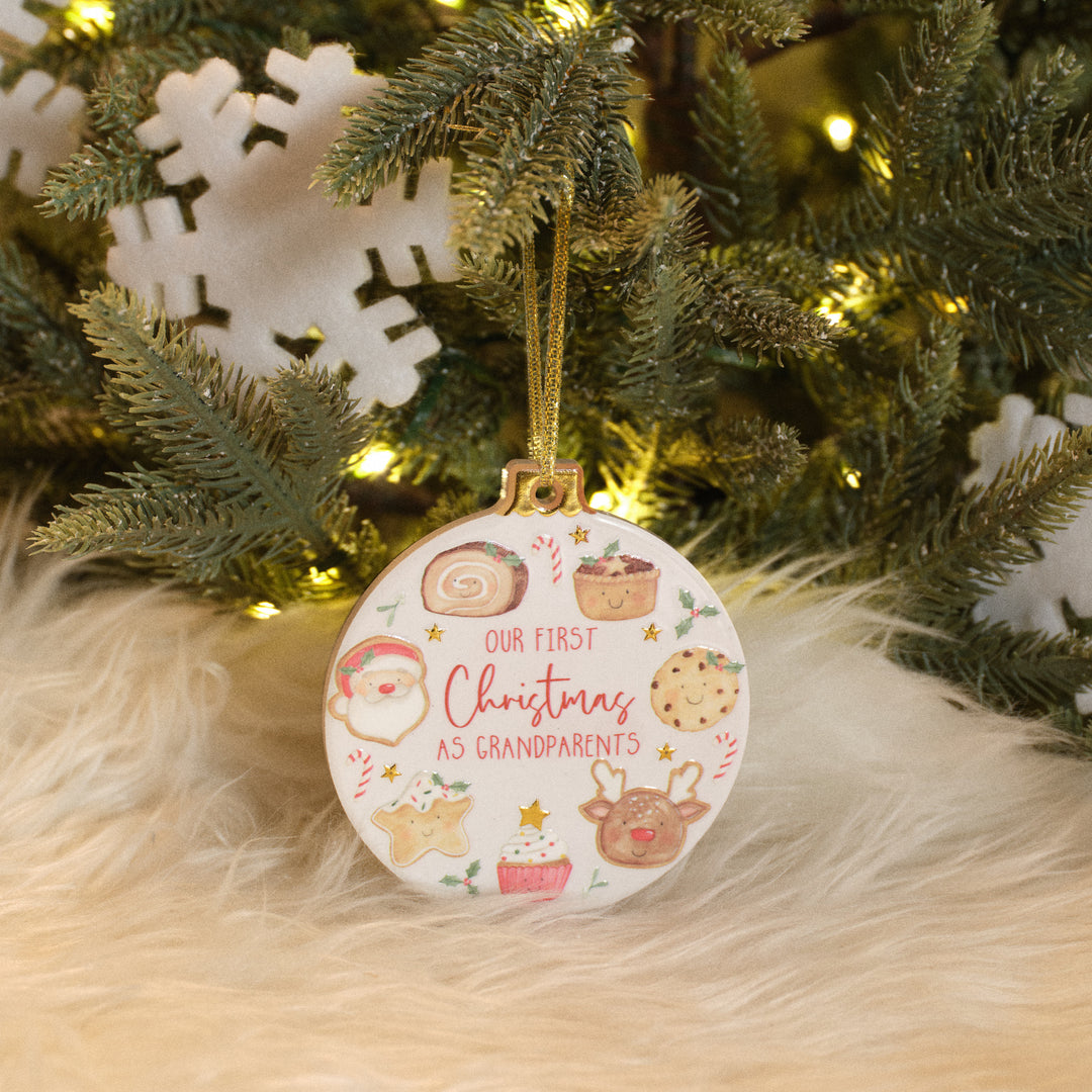 Santa's Magical Feast First Christmas Grandparents bauble hanger