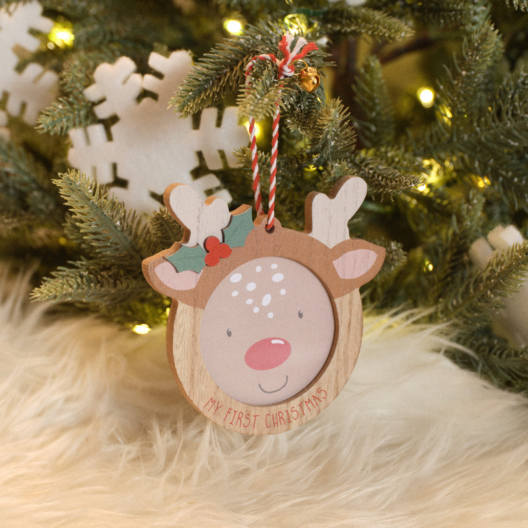 Santa's Magical Feast My First Christmas Rudolph shaped wood plaque