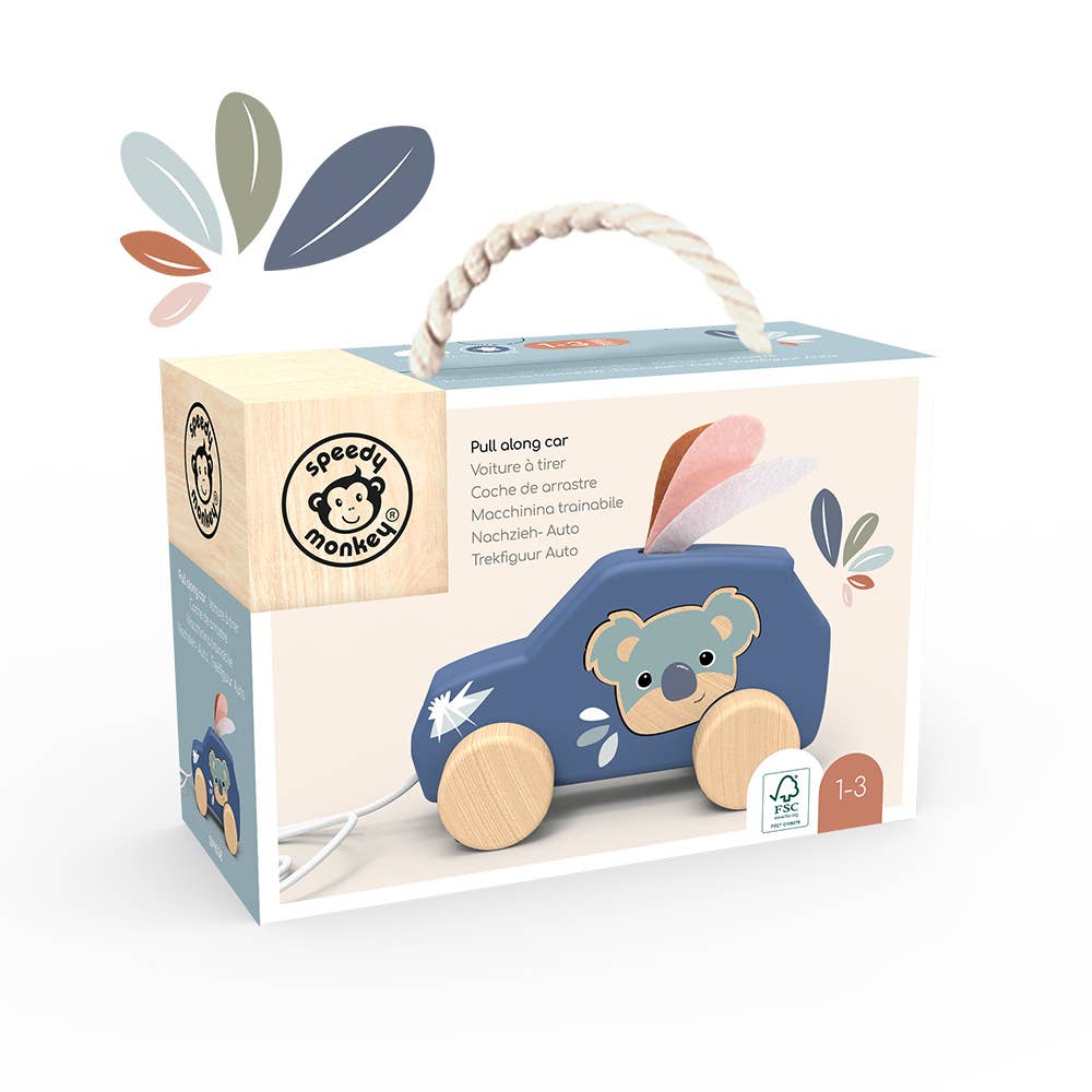 Speedy Monkey wooden pull-along car - image 1