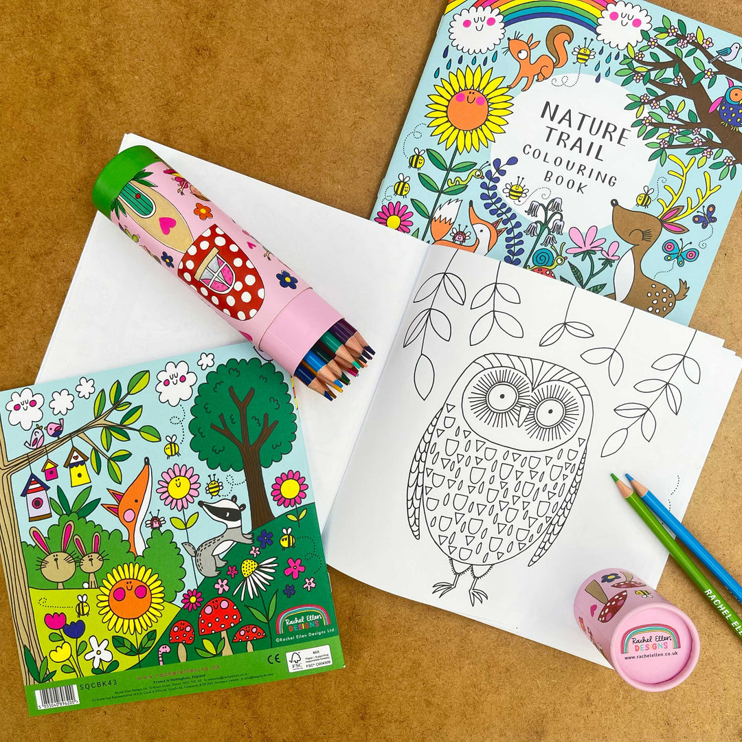 Child using Nature Trail colouring book