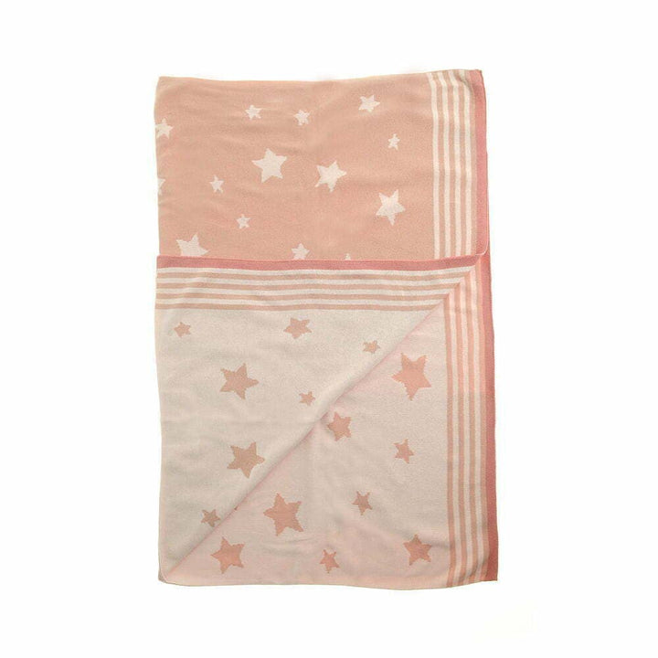 Pink stars reversible knitted baby blanket