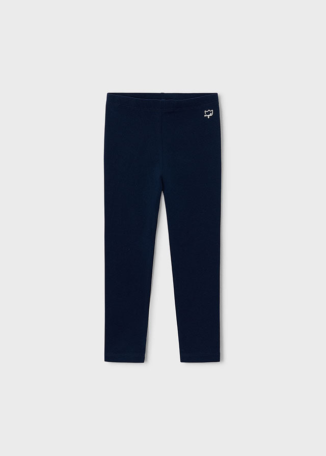 Mayoral girls cotton-elastane basic leggings in navy, front view