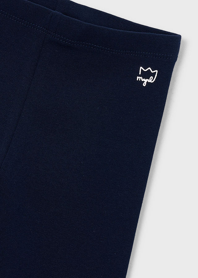 Mayoral girls cotton-elastane basic leggings in navy, detail