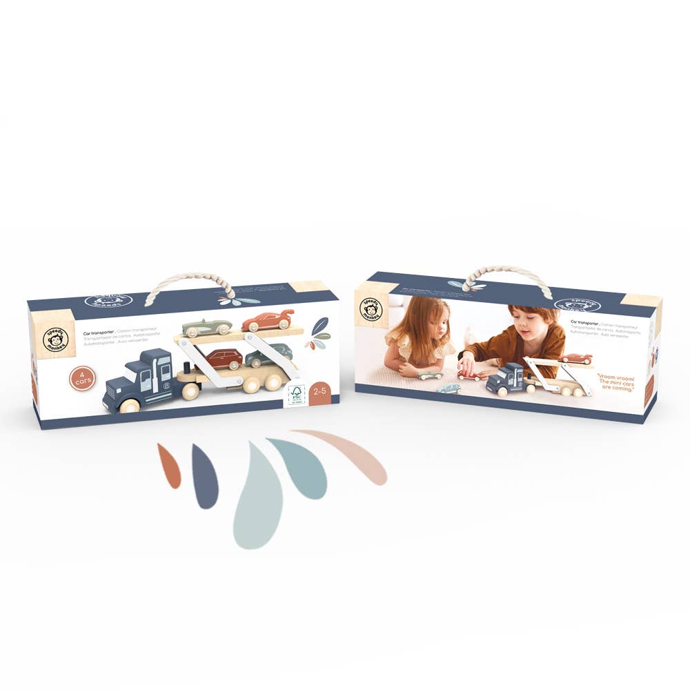 Speedy Monkey wooden car carrier with 4 cars - image 1