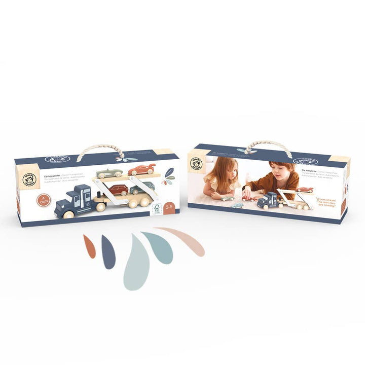 Speedy Monkey wooden car carrier with 4 cars - image 1