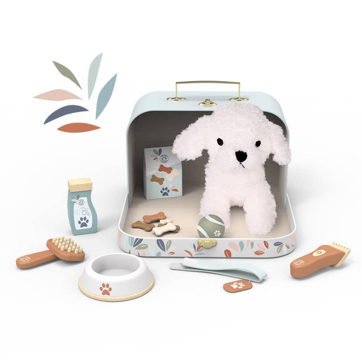 My Little Dog Wooden Toy Set – 9-Piece Play with Suitcase