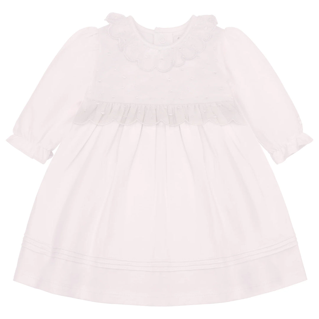 Kara Pink Pretty Lace Detail Dress with Bow Tights