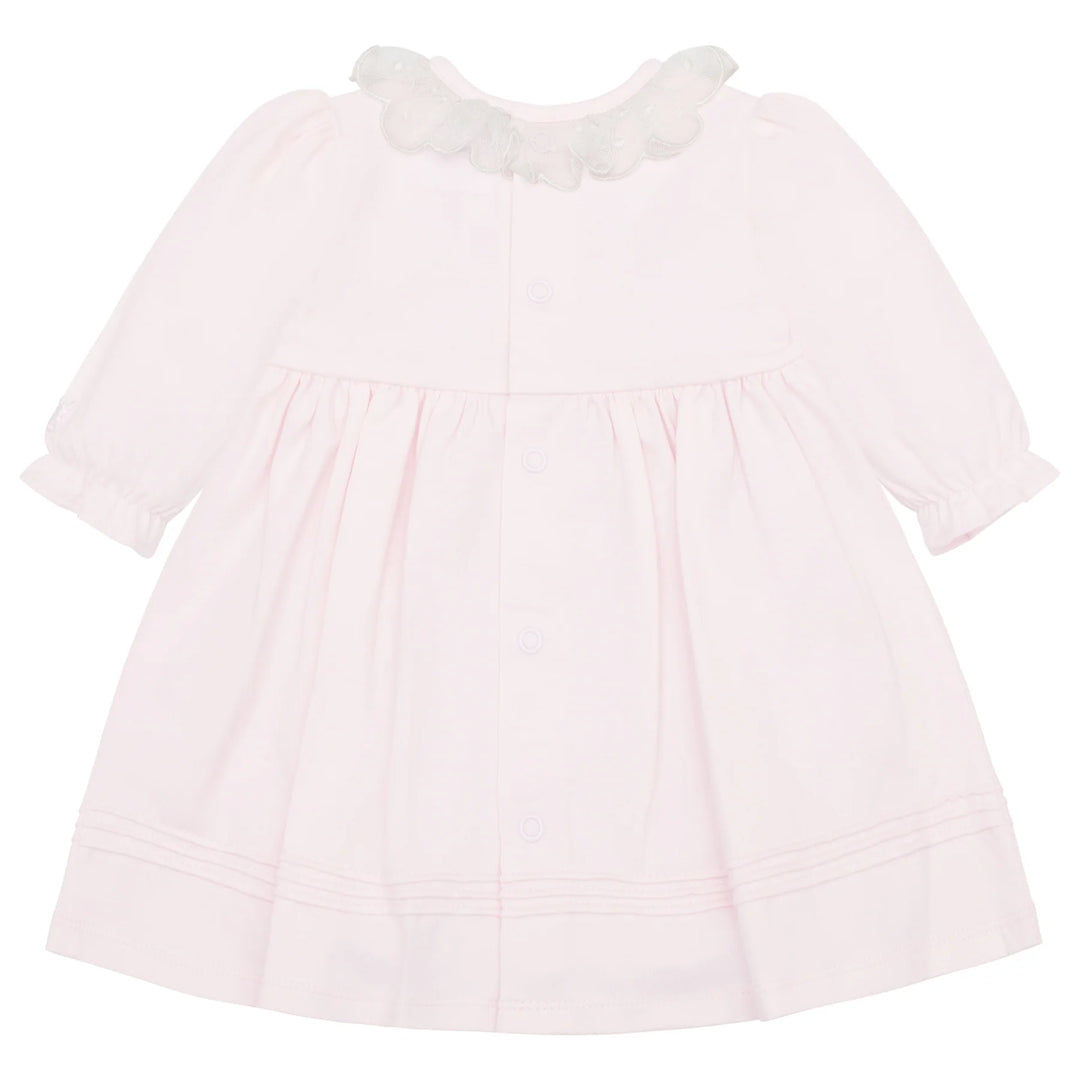 Kara Pink Pretty Lace Detail Dress with Bow Tights