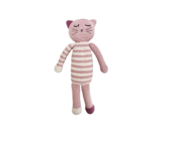 Crochet Baby Toy Sleeping kitten rattle pink