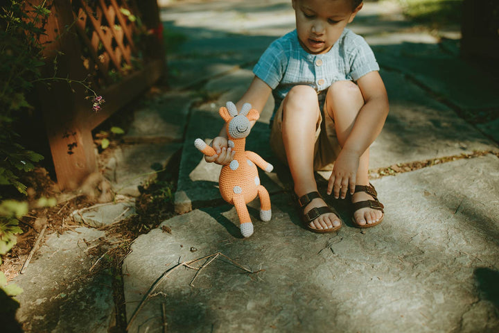 Crochet Baby Toy Giraffe rattle- soft orange