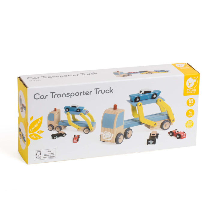 Classic World Wooden Car Transporter Kids Toy Truck
