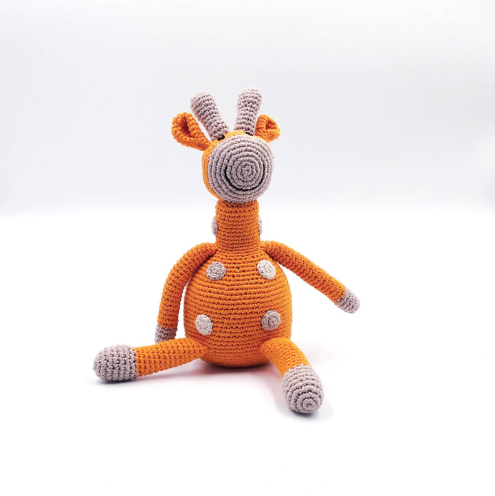 Crochet Baby Toy Giraffe rattle- soft orange