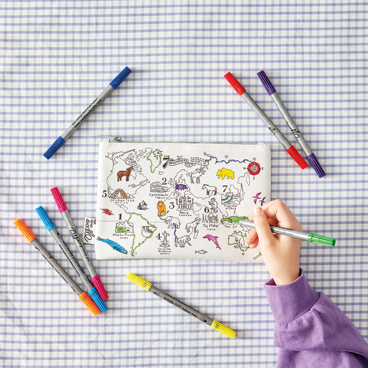 World Map Colouring Washable Pencil Case