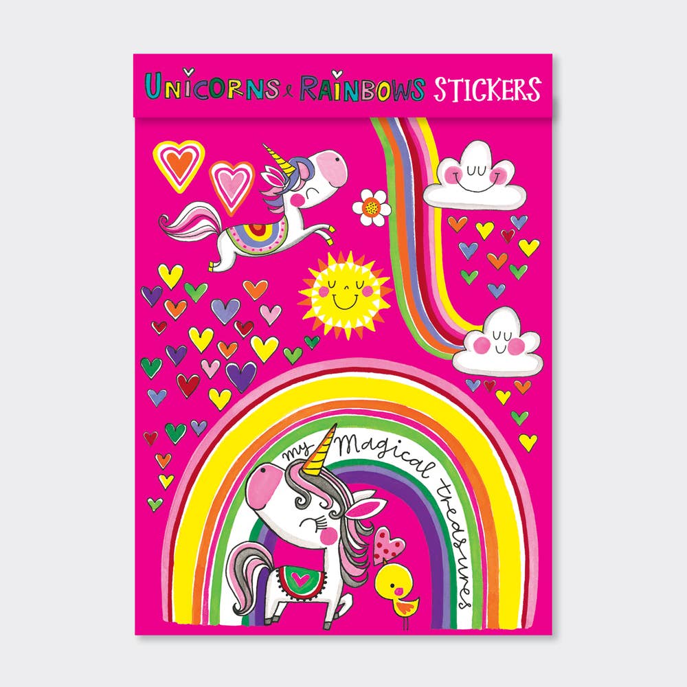 Unicorns and Rainbows sticker book for kids, front cover