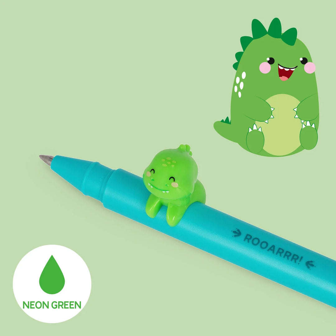 Legami Gel Pen With Animal Decoration - Lovely Friends - Dino