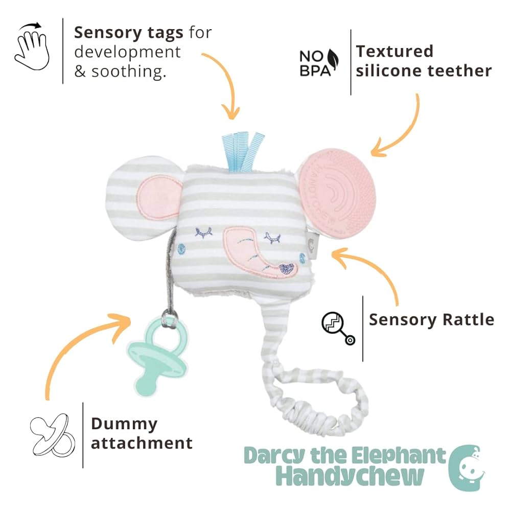 Handychew Sensory Baby Teething Toy- Darcy the Elephant