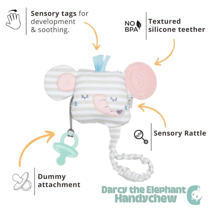 Handychew Sensory Baby Teething Toy- Darcy the Elephant