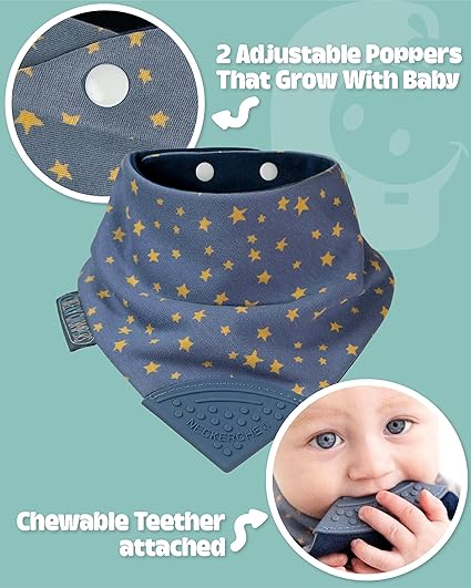 Neckerchew Teething Dribble Bib- Midnight Stars