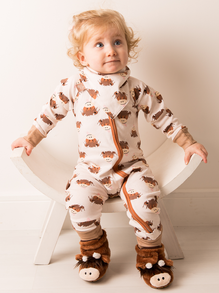 Blade and Rose Neutral Scottish Highland Cow Romper