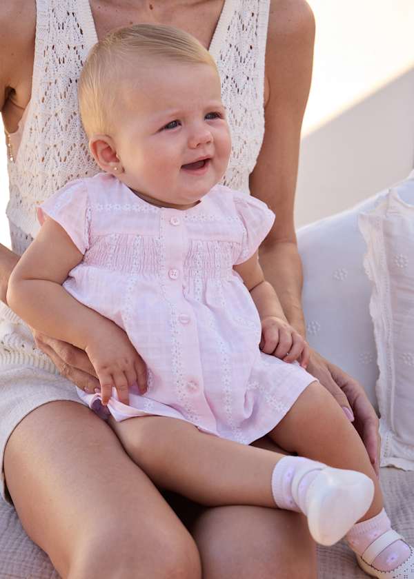 Mayoral 1805 Pink Chiffon Dress With Nappy Cover